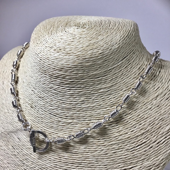 Silver Chain Necklace, Link Chain Toggle Choker - Picture 1 of 8